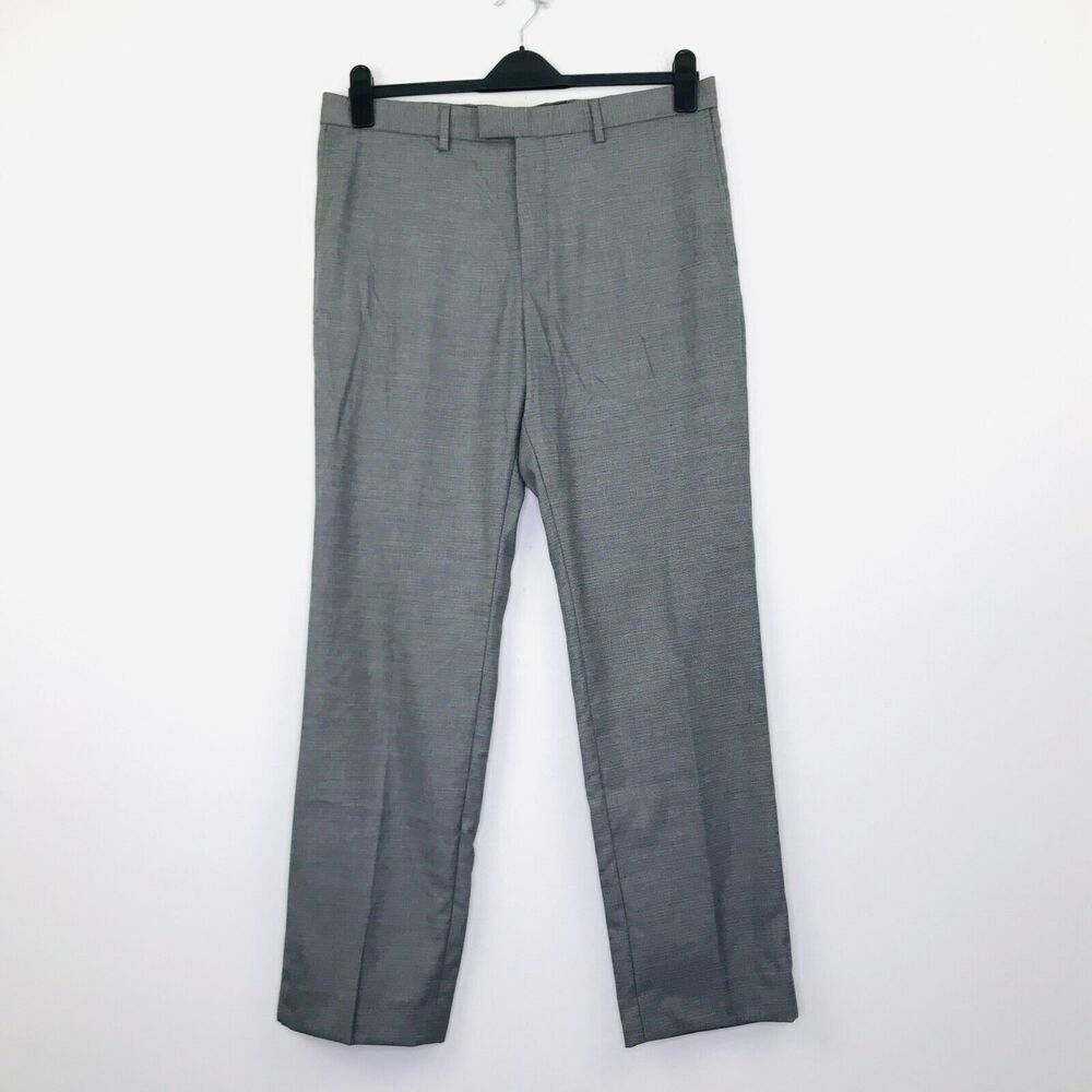 Banana Republic Men's 34x32 Pants Gray Check Slim Fit Rapid Movement Chino CJ24